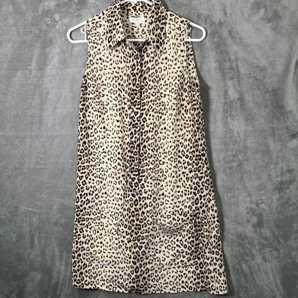 Equipment Lucida Sleeveless Leopard Print Dress XS Button Down Cheetah Print - Picture 1 of 6